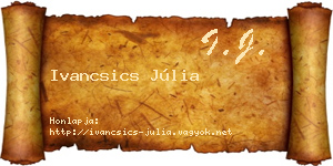 Ivancsics Júlia névjegykártya